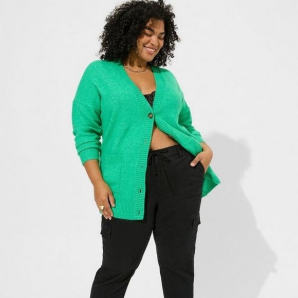 Torrid Vegan Cashmere Boyfriend Cardigan V-Neck Sweater - Picture 3 of 6